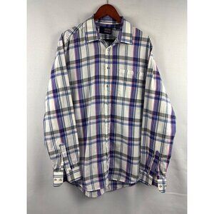 Michael Morgan Mens XLT Plaid Button-Up Shirt Cotton & Polyester Blend